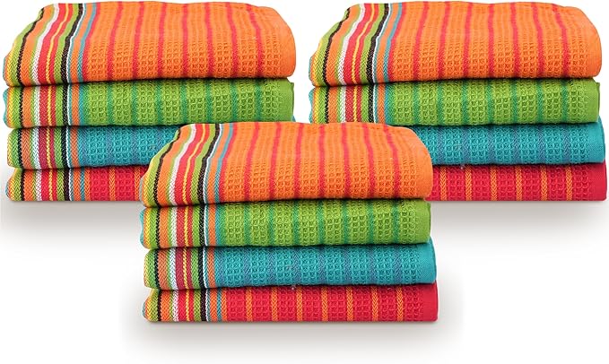 TEXAS LINEN CO. Kitchen Dish Towels, 100% Cotton Salsa Towels, Highly Absorbent