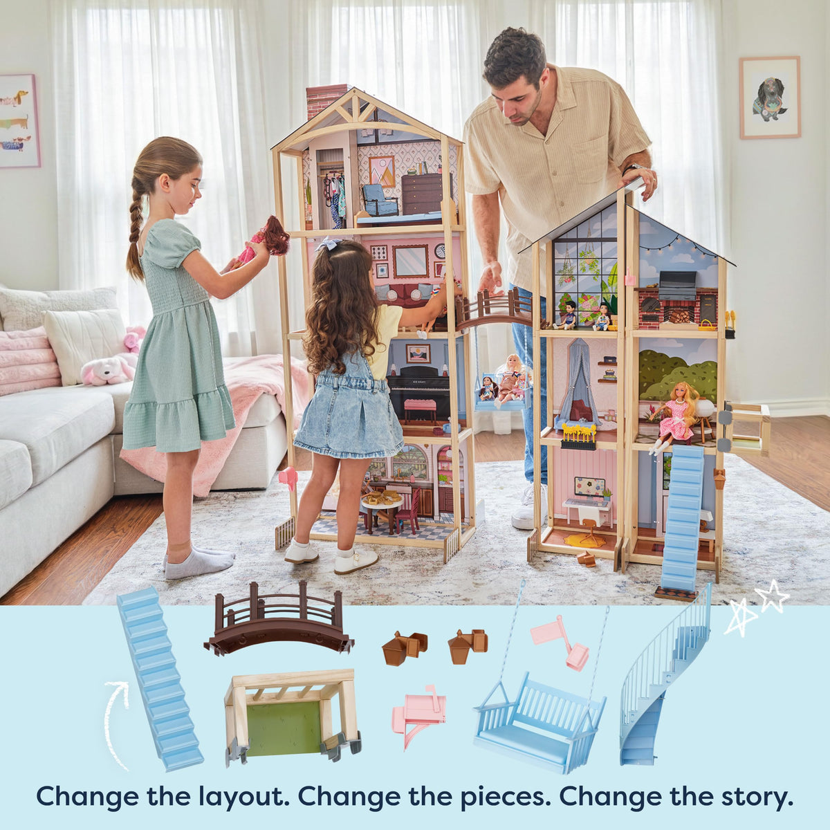 KidKraft Kraft Your Way™ Magnolia Mansion DIY Wooden Dollhouse; 71 Pieces