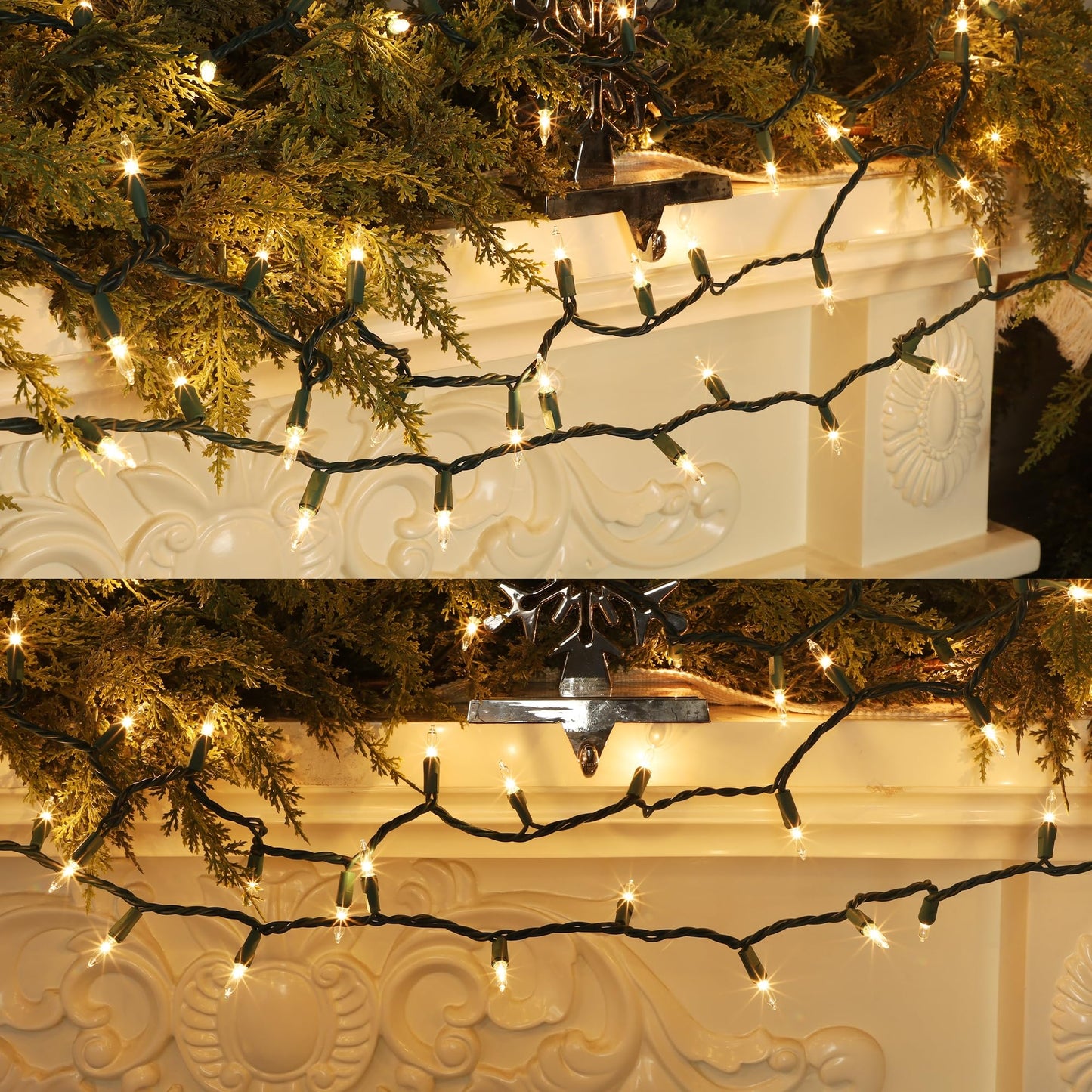 Watereem 2 Pack Clear Christmas String Lights, 100 Count Each, Incandescent Mini Christmas Lights, Connectable Xmas Tree Light for Indoor Outdoor Garland Birthday Holiday Wedding Festival Party