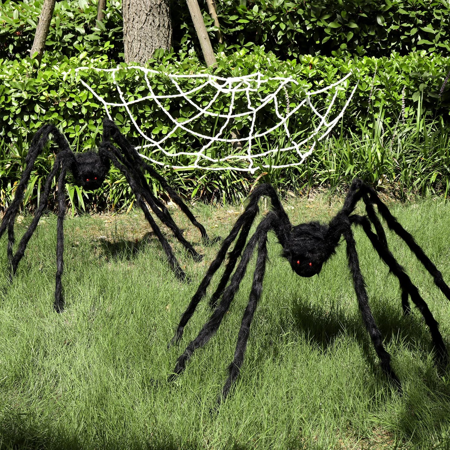 Pawliss Halloween Decorations, 2 Pcs 79.2 Inches Giant Halloween Spider, Halloween Decorations Outdoor Patio Lawn Yard Decor, Fake Large Hairy Spider Props
