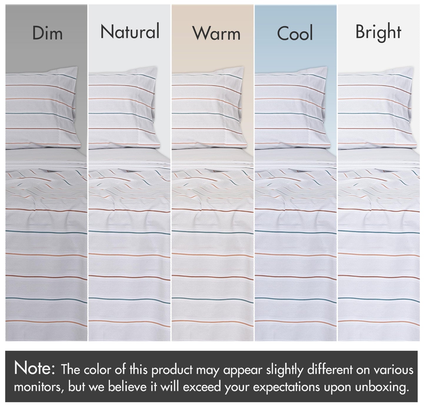 RUVANTI 100% Cotton Percale Sheets Full Size – Crisp Cooling Bed Sheets for Hot Sleepers, Deep Pocket 16”, Soft Breathable & Durable Hotel-Style 4 Piece Set, Chevron Twill Stripe