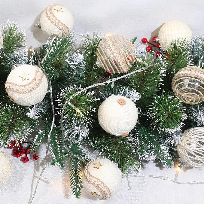 SY Super Bang 12PCS Christmas Ornaments Set, 3.14"/80MM Rustic Shatterproof Christmas Tree Hanging Ball Decorations, for Home Indoor Farmhouse Thanksgiving Xmas Vase Bowls Filler Centerpiece Decor