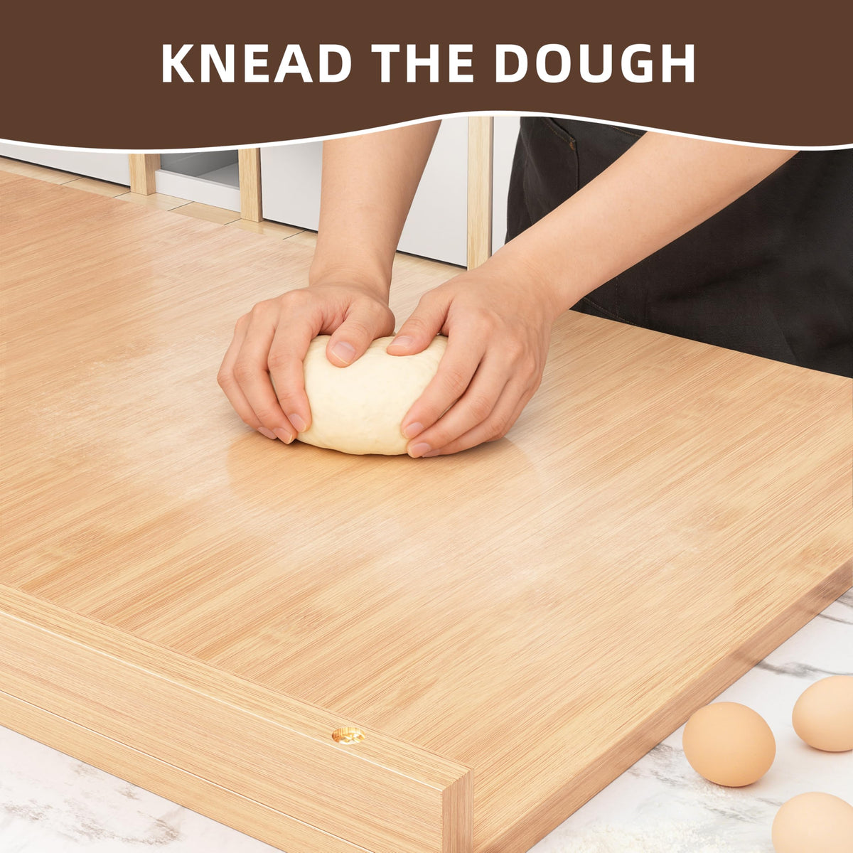 Wooden Pastry Board, Cutting Board with Counter Edge, Reversible Kneading Board for Rolling Dough Bread, Chopping Board with Lip 24X 15.8 in (bamboo D)