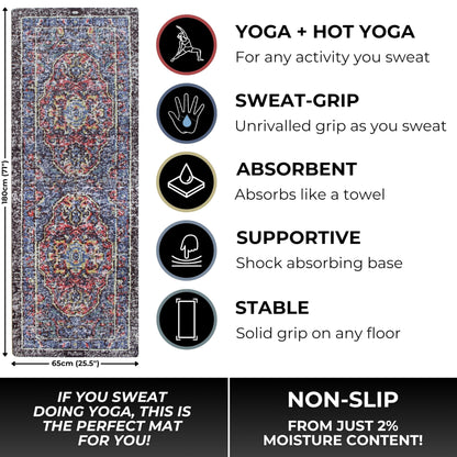 Plyopic. All In One Yoga Mat | Luxury Sweat-Grip Mat/Towel Combo | Ideal for Yoga, Hot Yoga, Bikram, Pilates, Workout & Exercise | Eco-Friendly Natural Rubber