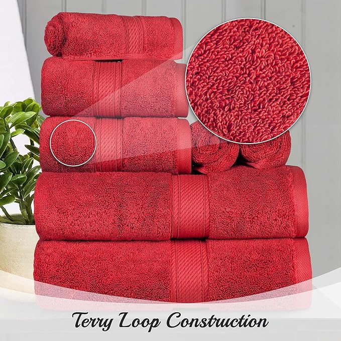 Superior Egyptian Cotton Pile 9 Piece Towel Set, Includes 3 Bath, 3 Hand