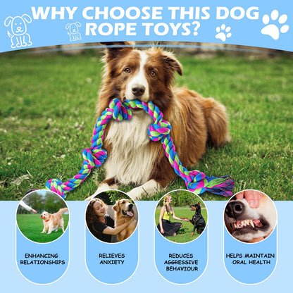 Aitmexcn Dog Rope Toys for Large Medium Breed Chewers – 37 Inch 5 Knots Indestructible Dog Chew Toys, Tough Tug of War Rope for Teeth Cleaning, Interactive Play