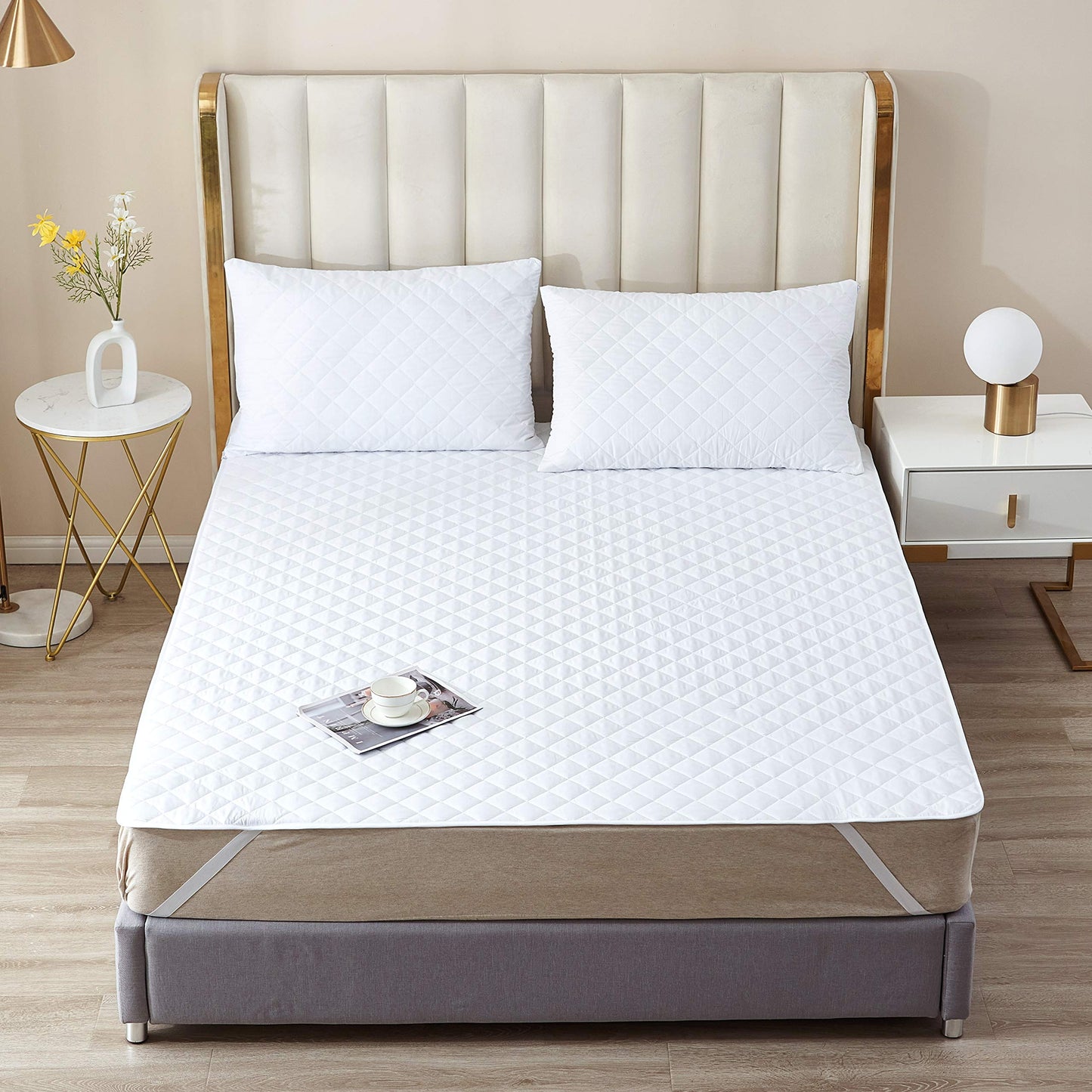 Elif California (Cali) Mattress Protector, Waterproof, Quilted Cover Pad with Elastic Band Straps for Kids, Soft&Comfortable, Breathable, Vinyl Free (California King)