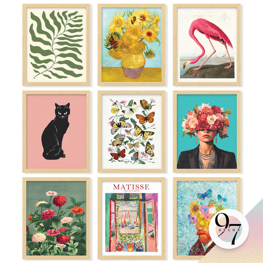 97 Decor Eclectic Wall Decor - Vintage Boho Wall Art Prints, Retro Maximalist Aesthetic Pictures, Gallery Prints Funky Eclectic Posters for Bedroom Home Dorm Decorations (Unframed)
