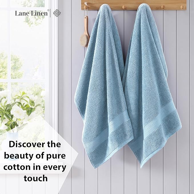 LANE LINEN 100% Ring Spun Cotton 4 Pack Bath Towels