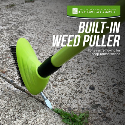 Weed Remover Tool Wire Brush Scraper Set with Metal Broom & Weed Removal Head - Remove Weed & Moss from Block Paving Garden Path Patio and Driveway Easily