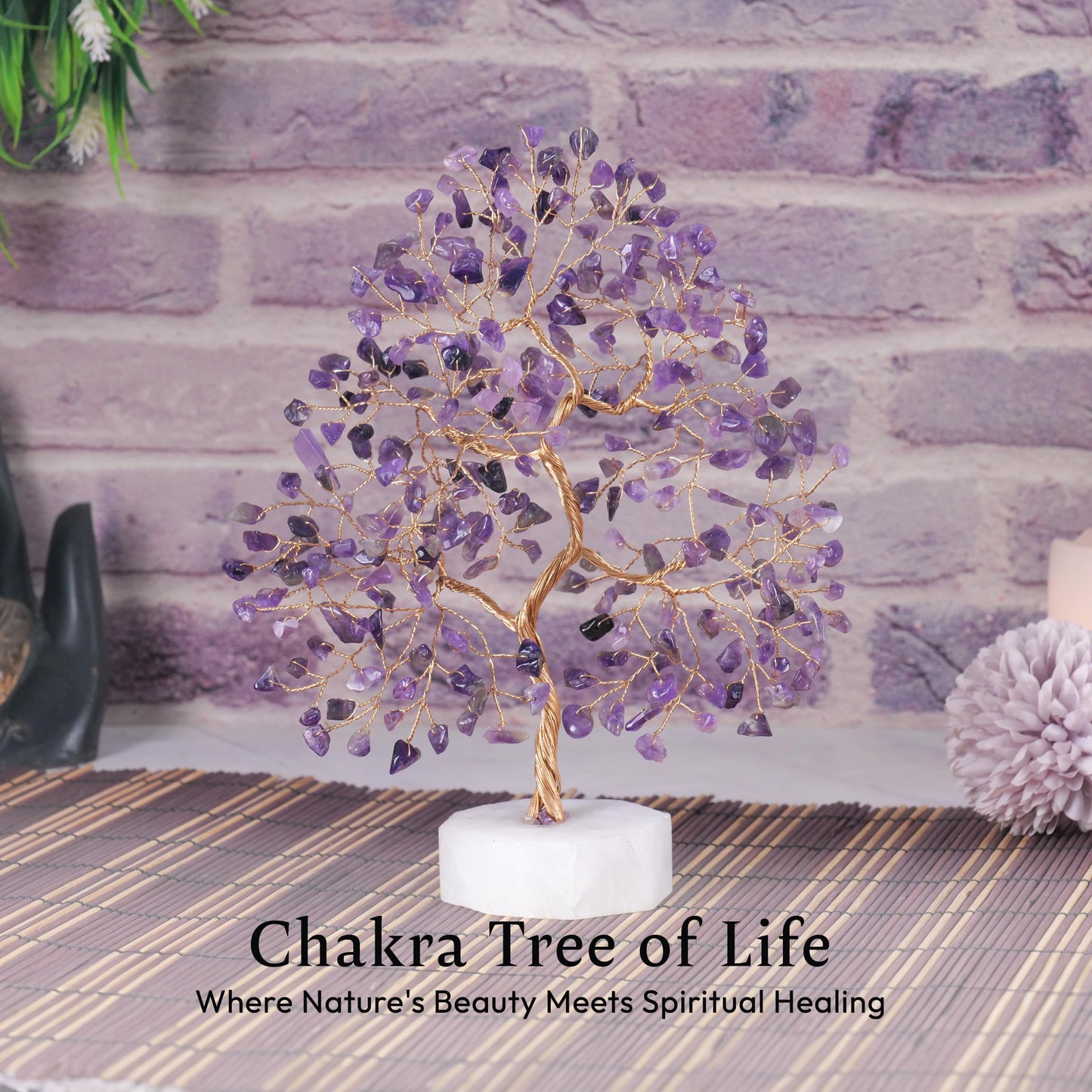 YATSKIA Amethyst Tree, Healing Crystals and Gemstones, Crystal Gifts for Women, Feng Shui Gemstone Tree of Life, Gem Stones Quartz Crystals Home Decor, Amethyst Gifts (Size - 10 Inch)