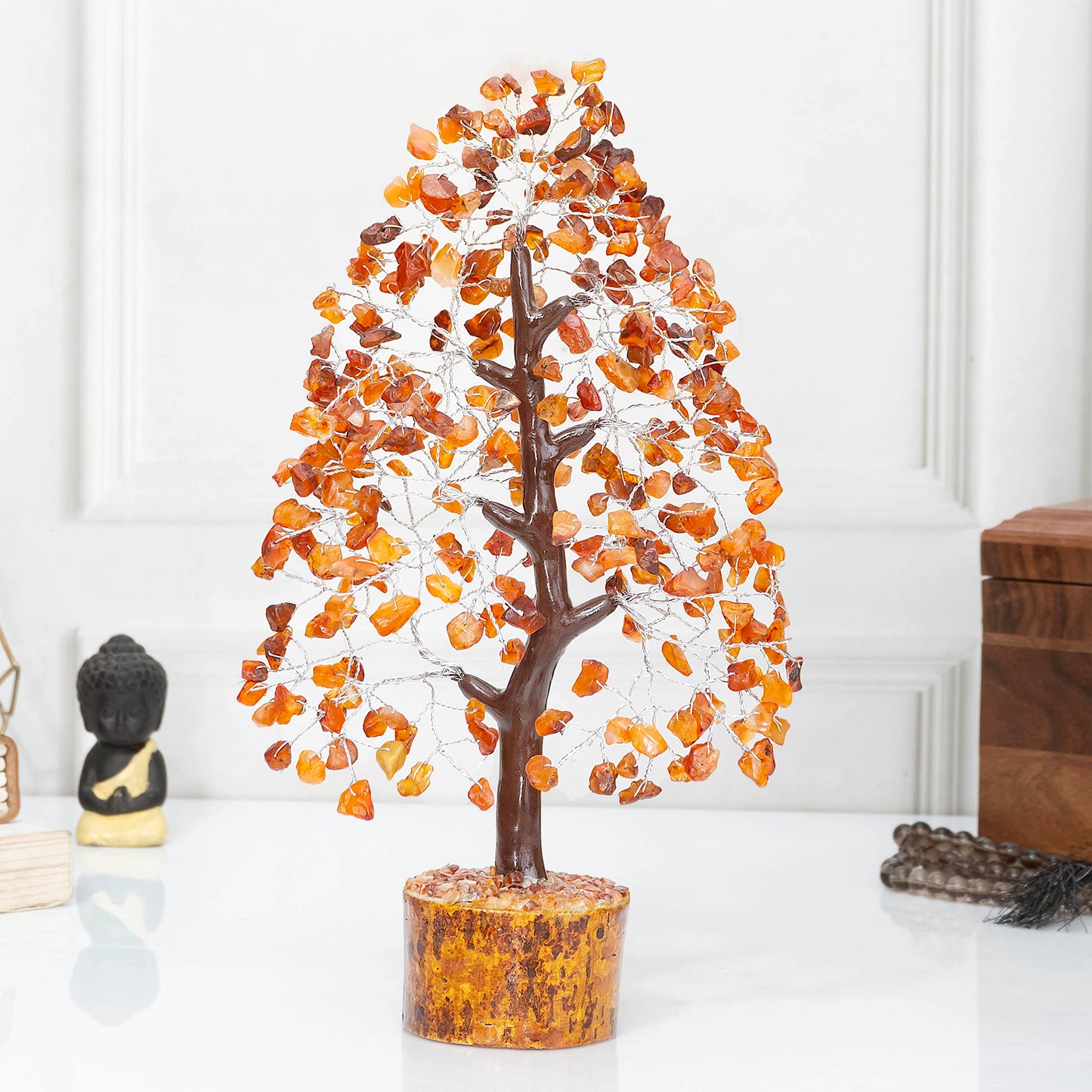 Carnelian Crystal Tree of Life Money Bonsai Natural Gemstone Feng Shui Tree for Luck, Prosperity Healing Crystal Chakra Tree for Home Office Decor Spiritual Gift, Birthday Gifts for Women, Mom Sister