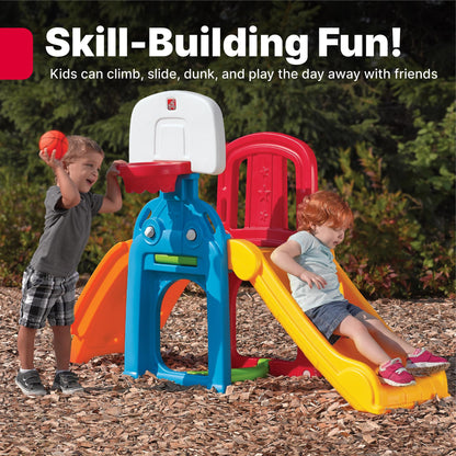 Step2 Game Time Sports Climber, Kids Indoor/Outdoor Playset, Backyard Playground Set, Slide, Climbing Wall, Basketball Hoop, Outside Jungle Gym, For Toddlers 2-6 Years Old