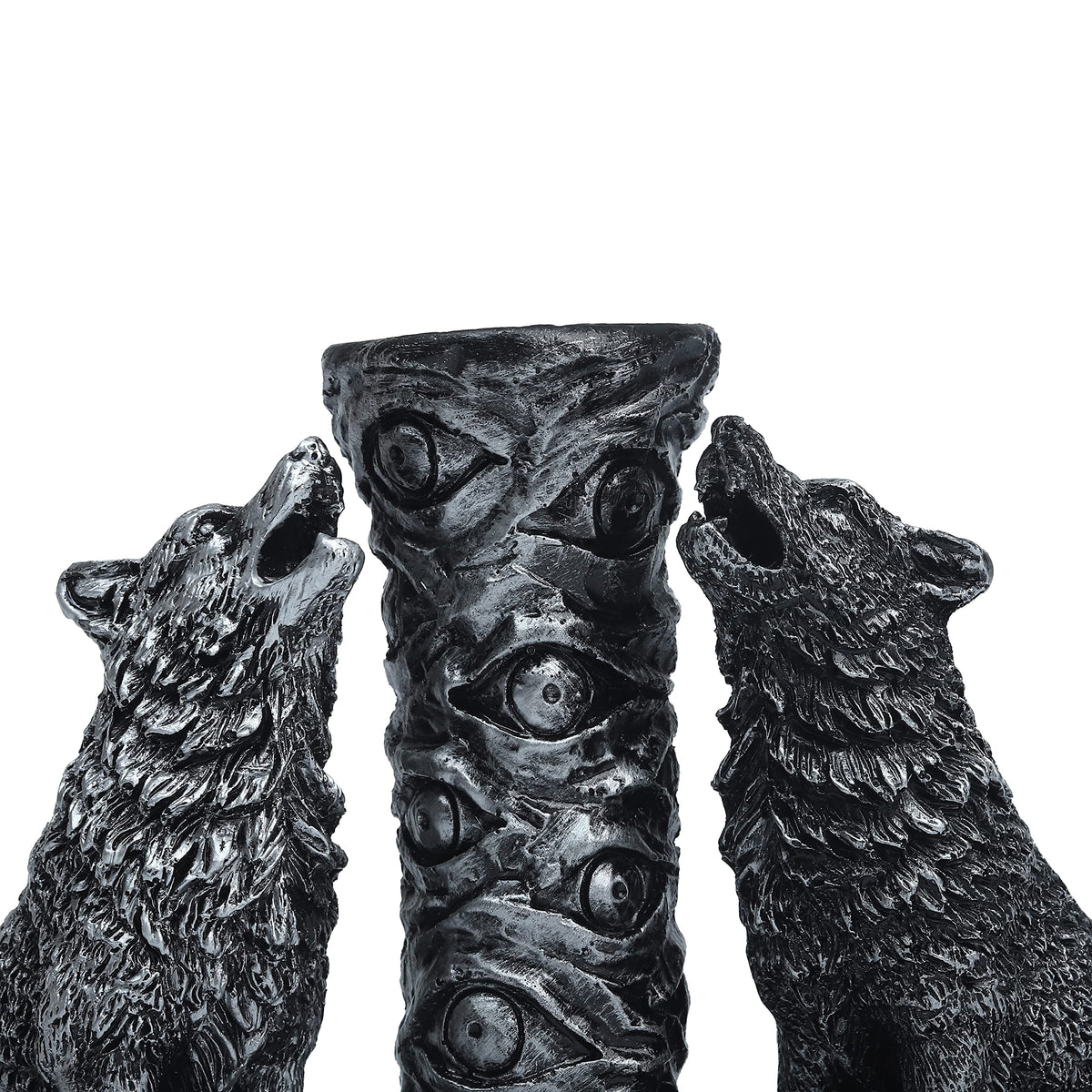 Wisifayardin Two Silver Wolves Figurine Howling Wolf Statue Display Ball Stand Sphere Base Holder for Crystal Ball Glass Ball Pedestal Crystal Sphere Holder