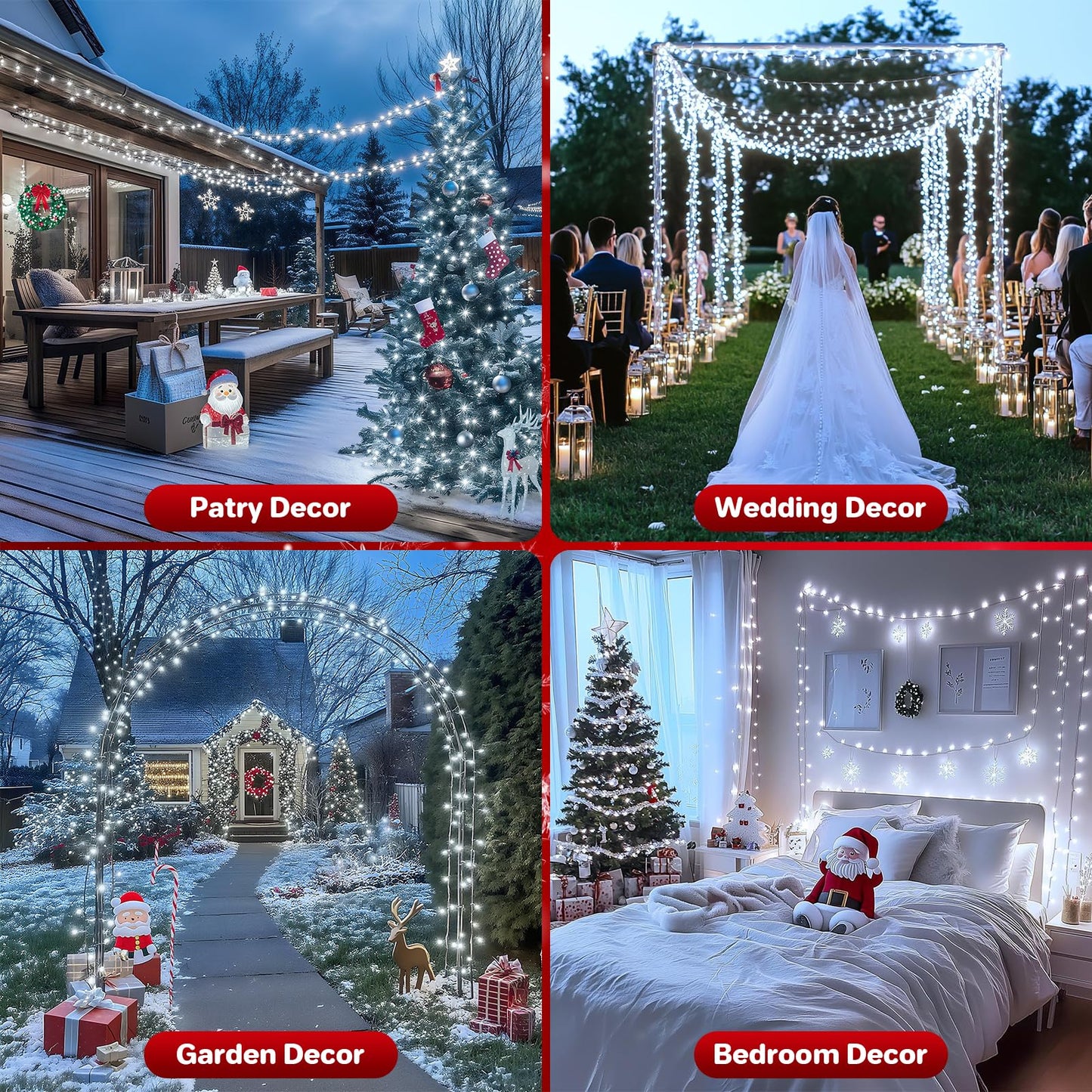33FT Christmas Decorative Mini Lights, 100 LED Green Wire Fairy Starry String Lights Plug in, Timer & Memory & 8 Modes, for Indoor Outdoor Xmas Tree Wedding Party Decoration, Cool White
