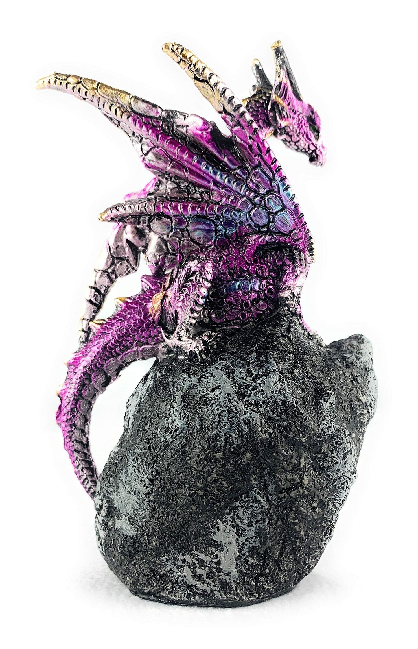 Ain’t It Nice Dragon Statue Rock Faux Geode Cavern Sparkling Medieval Collectible Fantasy Dragon Figurine Décor, Purple 3.5(L) X 2.5(W) X 5.5(H) inches