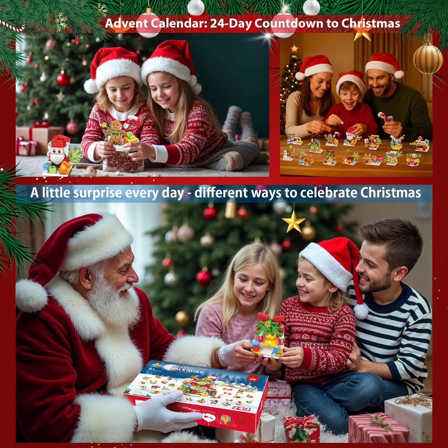 Santa’s Workshop Advent Calendar 2025 Building Set for Kids – 24-in-1 Christmas Holiday Countdown Gift with 24 Days of Surprise Figures, Party Favors Building Block for Boys & Girls Ages 6+