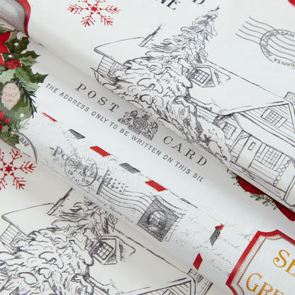 Newbridge Farm Fresh Christmas Tree Vinyl Tablecloth with Flannel Backing, Vintage Retro Holiday Print, Wipe Clean, 70 Inch Round