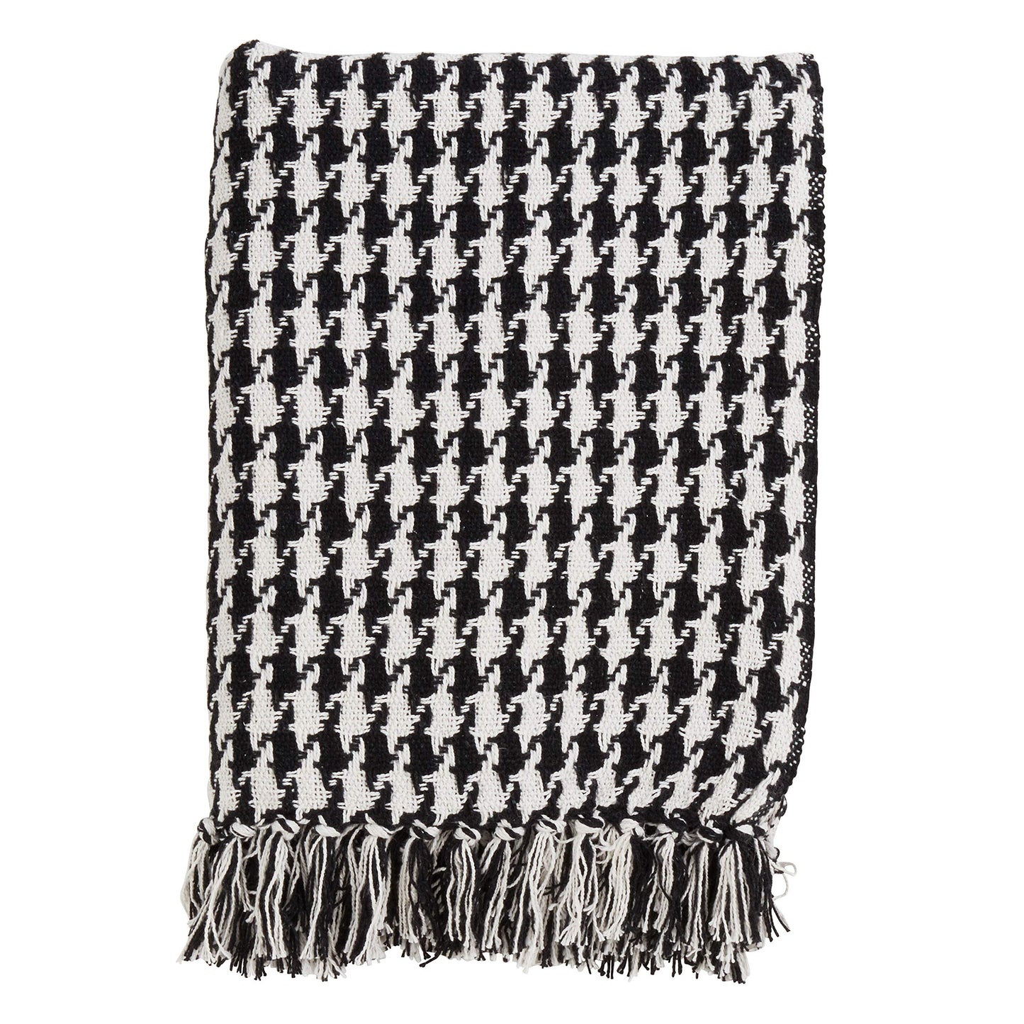 SARO LIFESTYLE Houndstooth Design Cotton Throw
