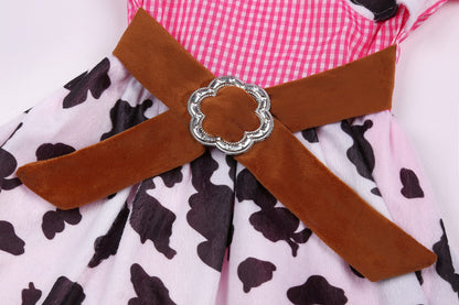 Ekoropshop Cowgirl Costume for girls West Cowgirl Halloween Outfit Dress with Pink Cowboy Hat-S