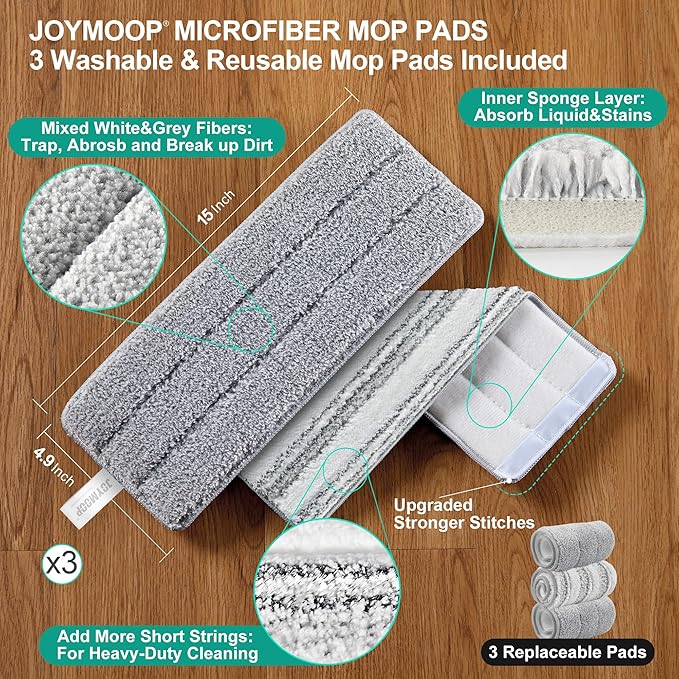 JOYMOOP Mop and Bucket with Wringer Set, Flat Squeeze Mop with Bucket, Dust Mop