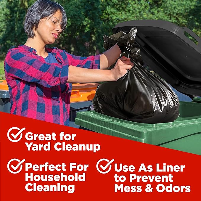 ToughBag 65 Gallon Trash Bags – 50x48" Large Black Garbage Can Liners – Made in
