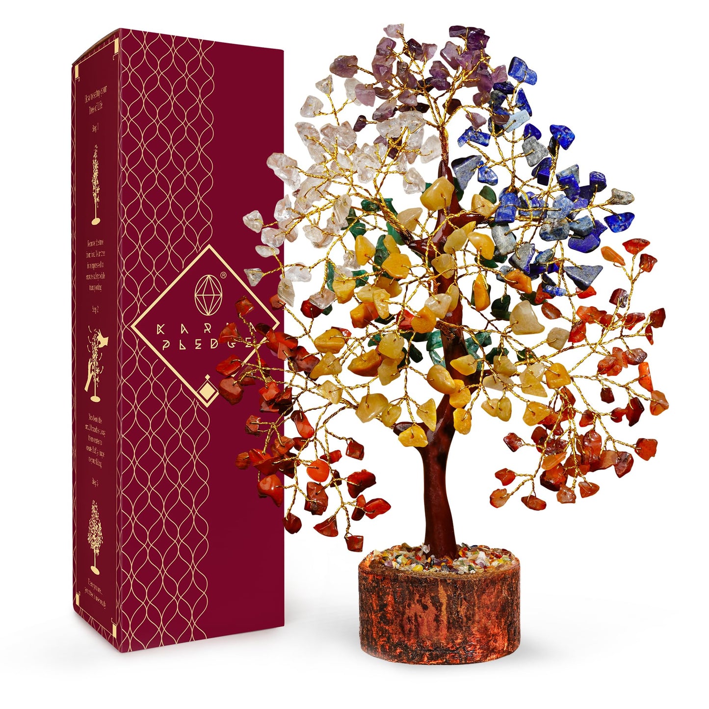 Chakra Tree of Life Birthday Gifts for Women, Mom, Sister, Friends, Handmade Healing Crystal Tree Bring Money, Positivity & Good Luck, Boho Home, Room and Office Desk Decor, Unique Fathers Gift