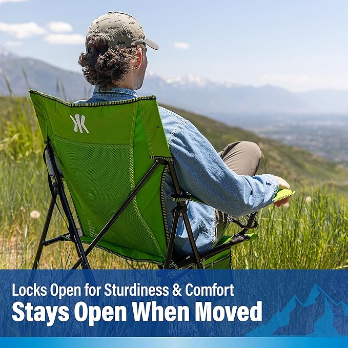 Kijaro Dual Lock Folding Camp Chairs - Versatile for Sports, Outdoors & Lawns - Locks Positions - Maldives Blue