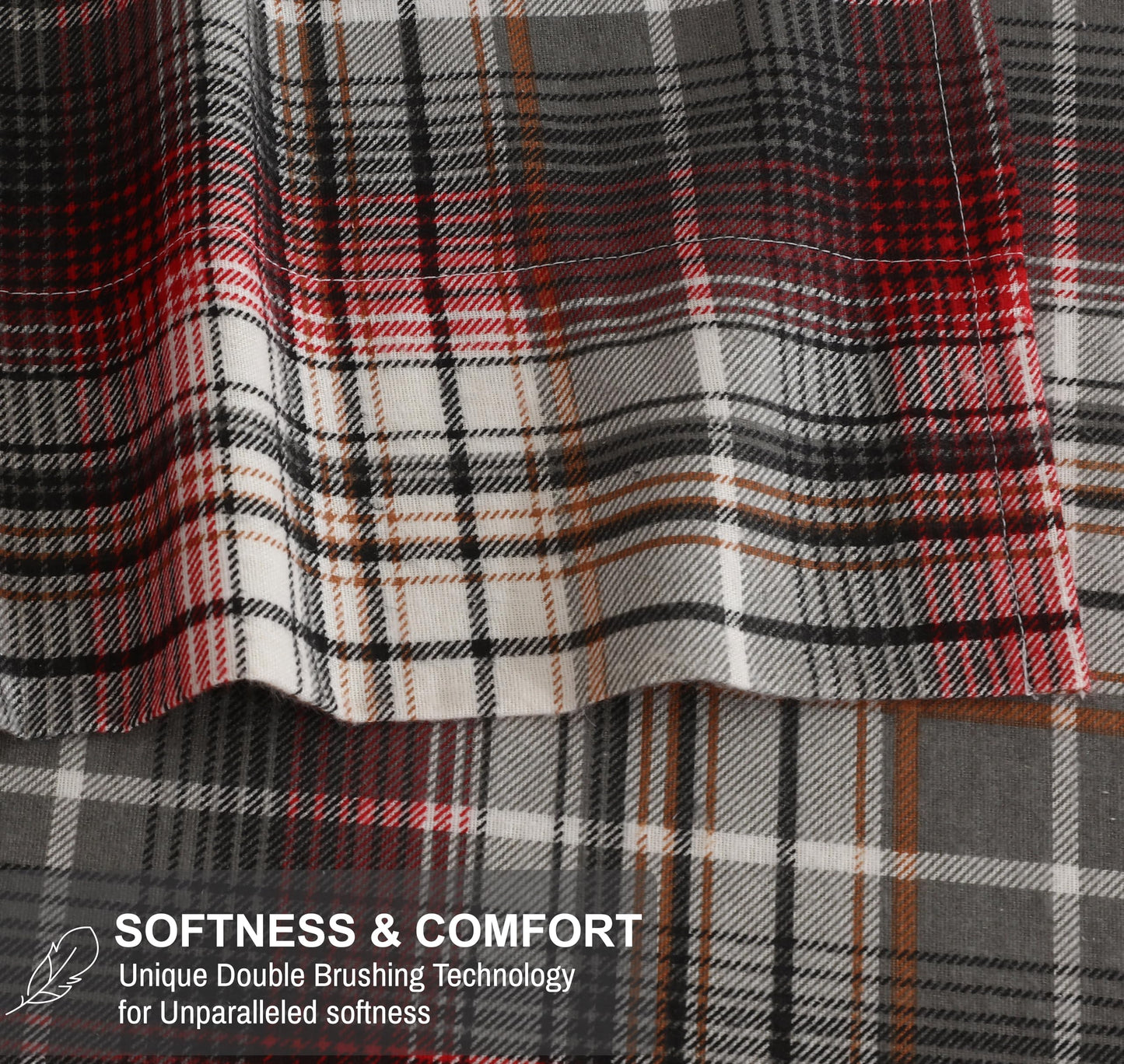 RUVANTI Flannel Sheets King Size - 100% Cotton Brushed King Size Sheets Set - Deep Pockets 16 Inches Bed Sheets - All Seasons Breathable & Extra Soft - Warm & Cozy, 4 Piece, Halloween Check