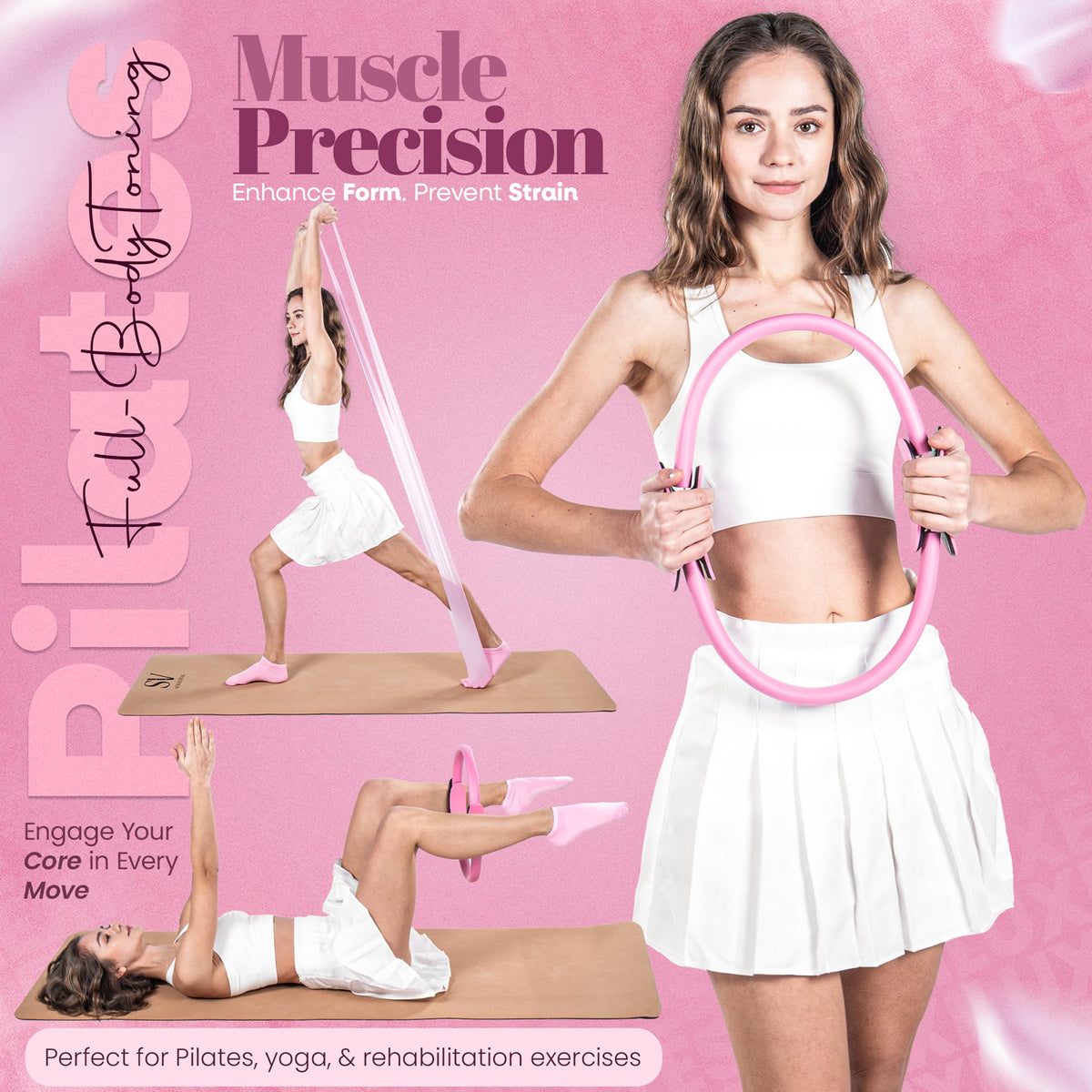 FlexiLuxe 14-Piece Pilates Kit for Home Workouts | Pilates Equipment Workout Set | Resistance Bands | Pilates Ring | Pilates Ball | Yoga Blocks | Home Pilates Kit | Pilates Workout Set | Home Pilates