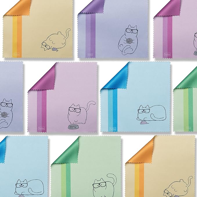 10 Pack Cute Kitty Cat Design Multicolor Microfiber Cleaning Cloths