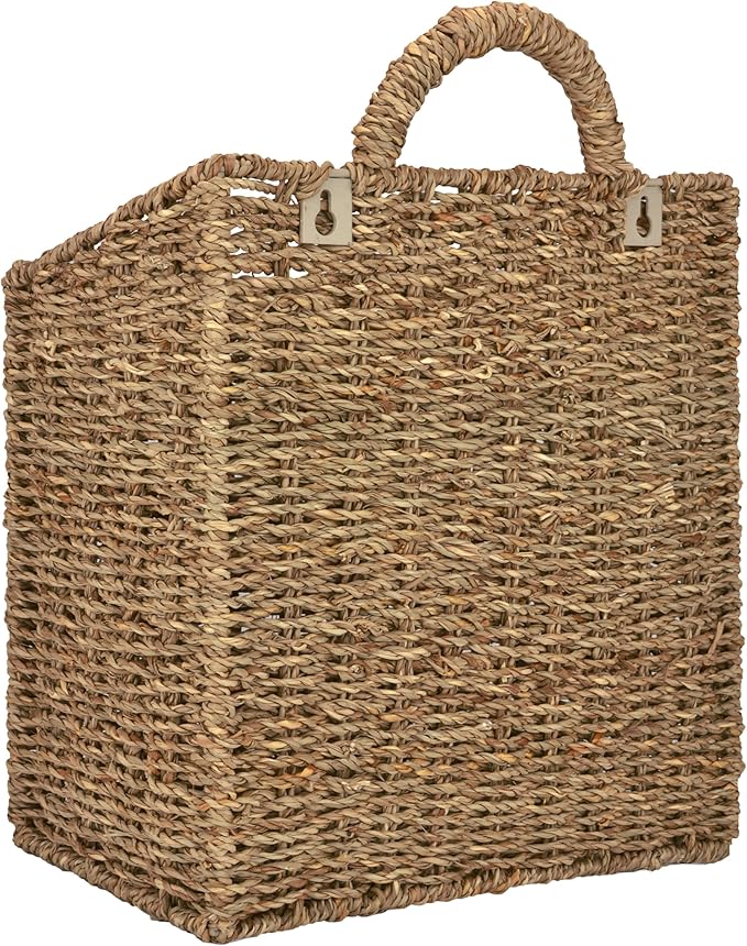 MyGift Wall Basket Hanging Storage Basket, Large Decorative Baskets, Magazine
