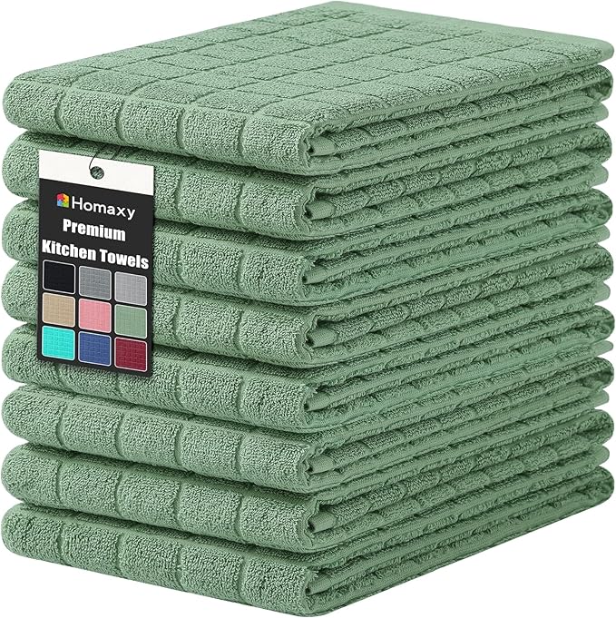 Homaxy Premium Cotton Kitchen Towels 16"x 28", Large Natural Ring Spun 390 GSM
