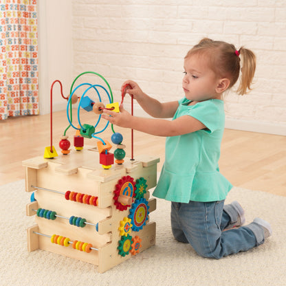 KidKraft Deluxe 5-Sided Wooden Activity Cube for Toddlers and Young Children, Activity Center for 1 Year Old with Bead Maze and Alphabet Letters, Educational Toys for Kids, 63298