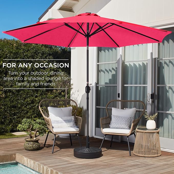 Best Choice Products 10ft Outdoor Table Compatible Steel Polyester Market Patio Umbrella w/Crank and Easy Push Button Tilt