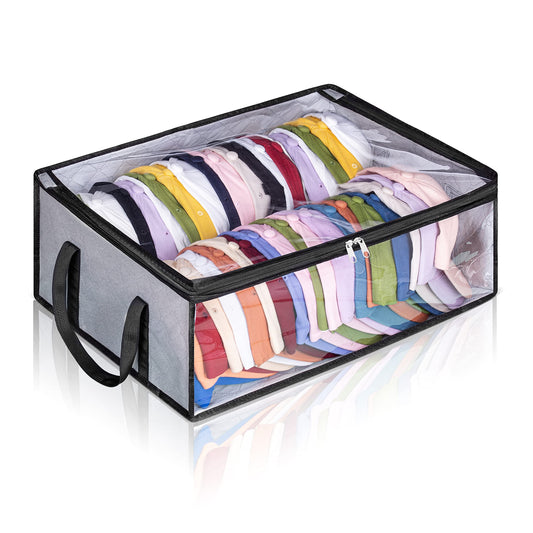 AOODA Hat Storage for Baseball Caps, Large Holds up to 40 Caps Wide Hat Organizer for Closet Snapback Holder, Grey