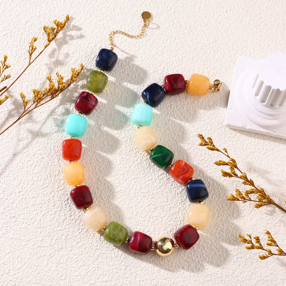joymiao Beaded Necklaces for Women Trendy Statement Necklace Chunky Big Colorful Beaded Necklace Summer Necklaces Beach Boho Jewelry