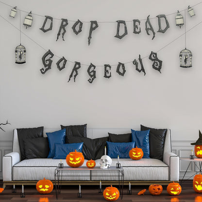 Cheerland Gothic Party Decorations Drop Dead Gorgeous Garland Skeleton Raven for Girls Birthday Party Decoration Wedding Bridal Shower Halloween Hanging Teen Goth Sweet 16 Bachelorette Decor