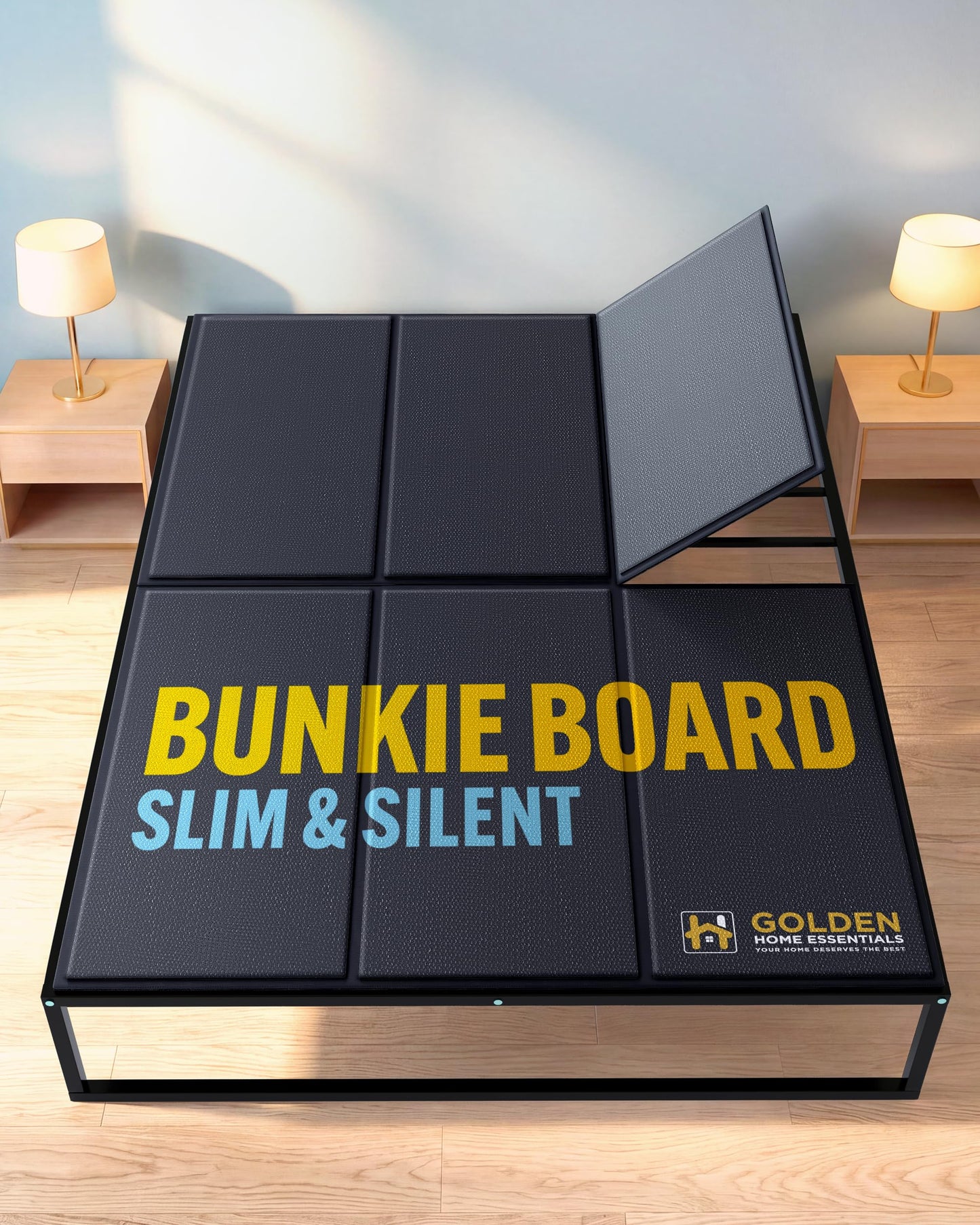 Golden Home Essentials Premium 10mm King Size Bunkie Board (76" x 80") – Slim Low-Profile Mattress Support – Quiet, Moisture-Resistant, Lightweight Bed Board for Platform & Slatted Frames
