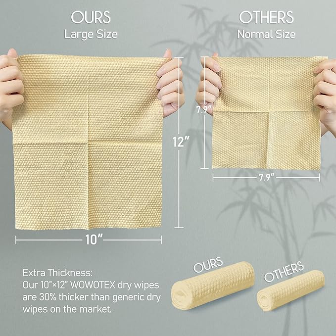 Bamboo Rayon Disposable Face Towel Biodegradable Large Dry Face Wipes 120 Count