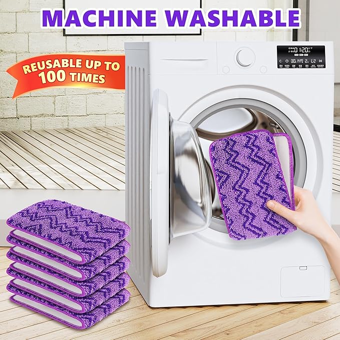 6 Pack Reusable Mop Pads Compatible