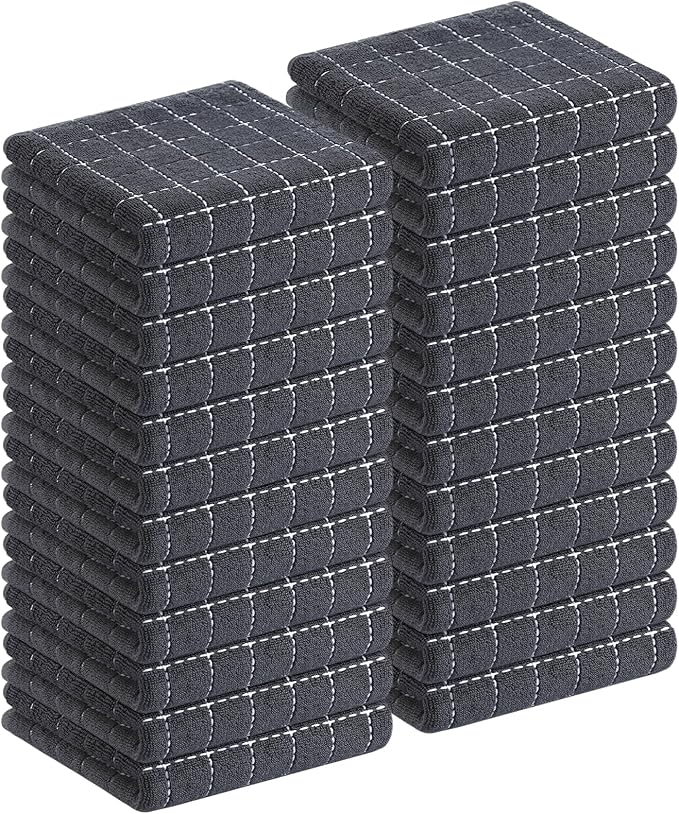 Homaxy 100% Cotton Terry Kitchen Towels, Checkered Designed, Soft and Super