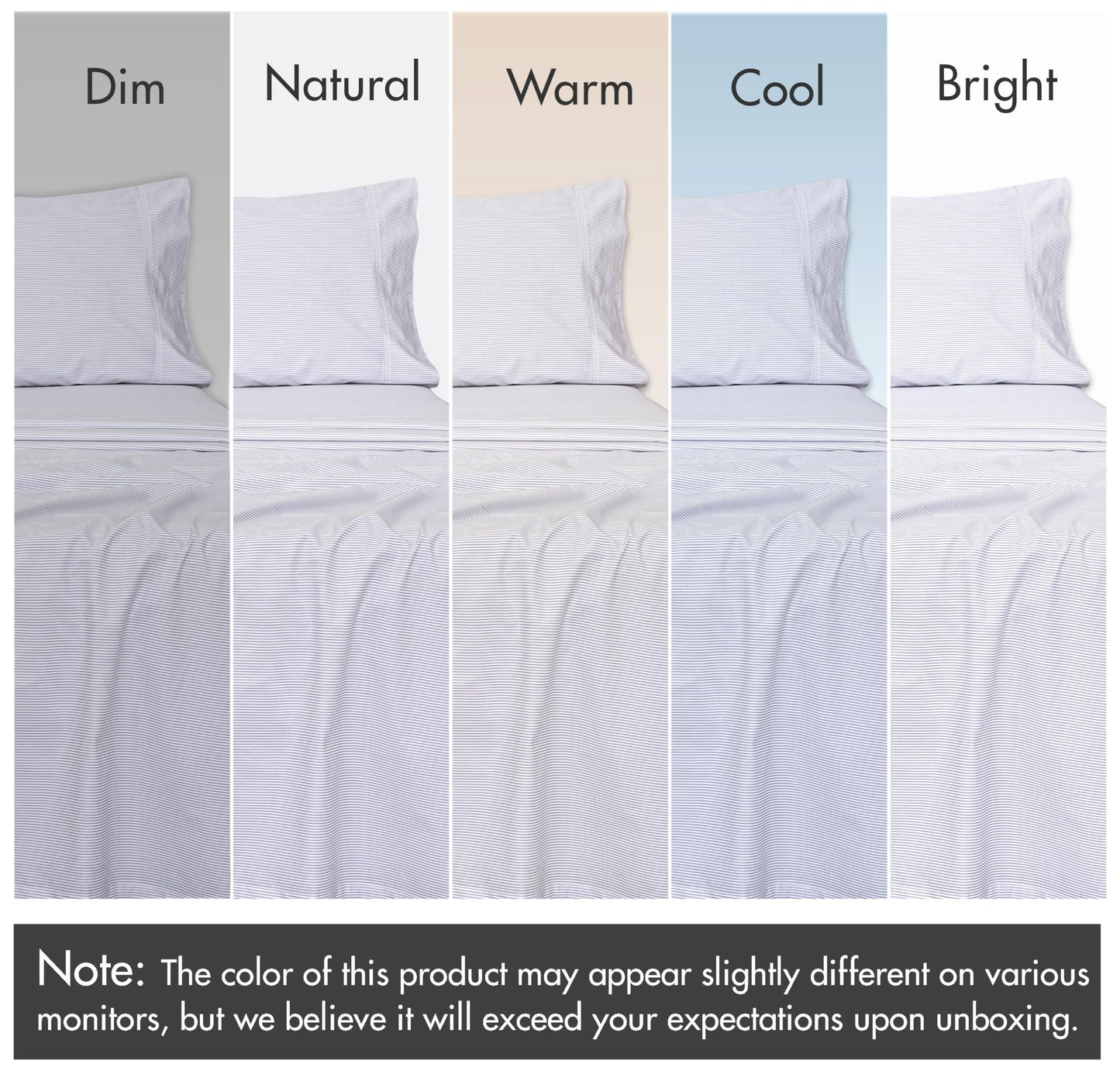 RUVANTI 100% Cotton Percale Sheets Full Size – Crisp Cooling Bed Sheets for Hot Sleepers, Deep Pocket 16”, Soft Breathable & Durable Hotel-Style 4 Piece Set, Grey Pinn Stripe