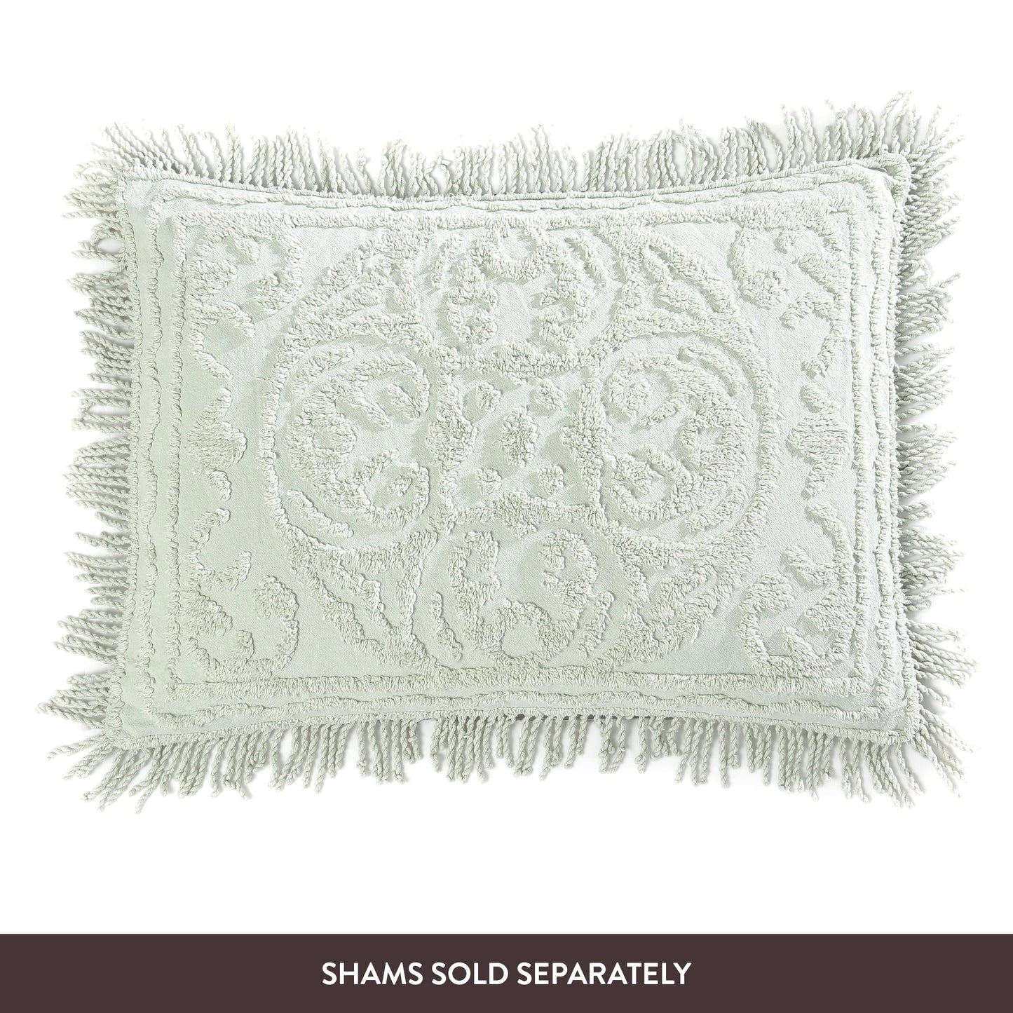 Beatrice Home Fashions Medallion Chenille Bedspread, King, Sage