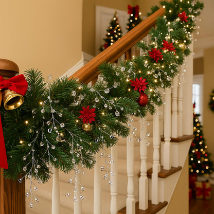 Cheerland Crystal Garland Strands Clear Ice Wire Winter Wonderland Party Decorations Christmas Diamond Crystal Garland Hanging Christmas Tree Decoration Living Room Bedroom Mantel Wreath Decor