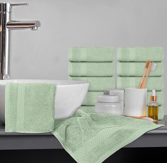 White Classic Luxury Cotton Washcloths 13x13 Inch