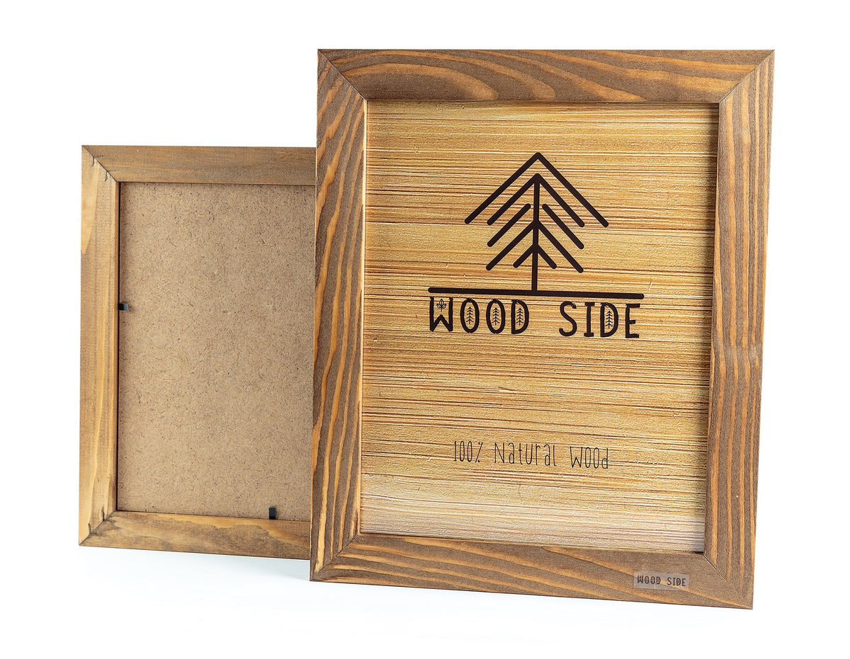 Rustic Wooden Picture Frame 8x10 - Set of 2-100% Natural Eco Walnut Wood with Real Glass for Wall Mounting and Tabletop