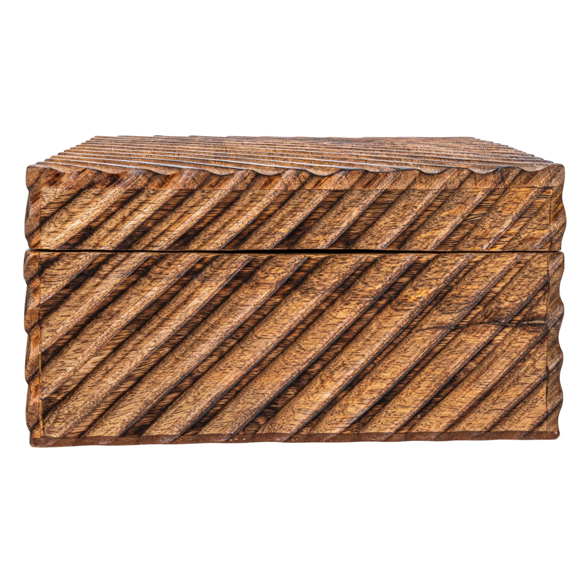 Creative Co-Op Hand-Carved Mango Wood Nesting Boxes with Burnt Finish, Grey, Set of 2
