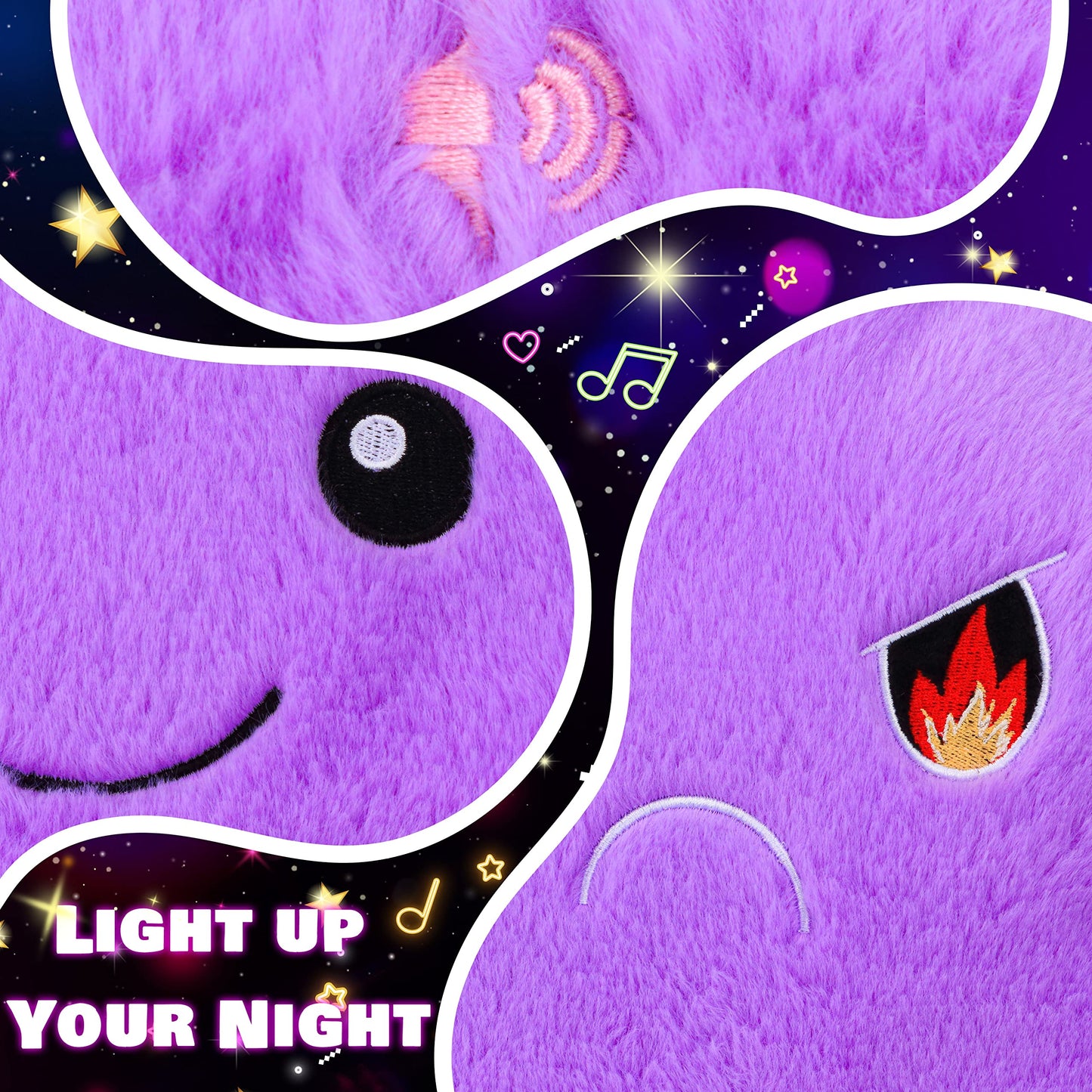 Cuteoy 13" Musical Purple Star Plush Pillow Glowing Twinkle Night Light Stuffed Animal LED Toys Adjustable Volume Birthday for Girls Boys
