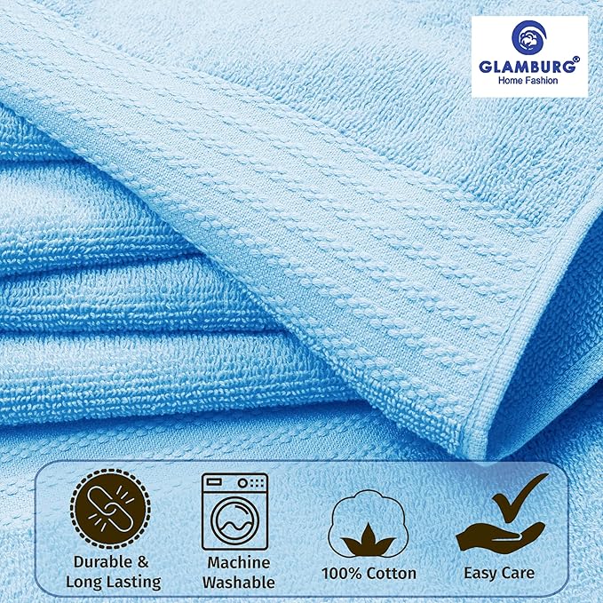 GLAMBURG Premium Cotton Oversized 2 Pack Bath Sheet 35x70-100% Pure Cotton